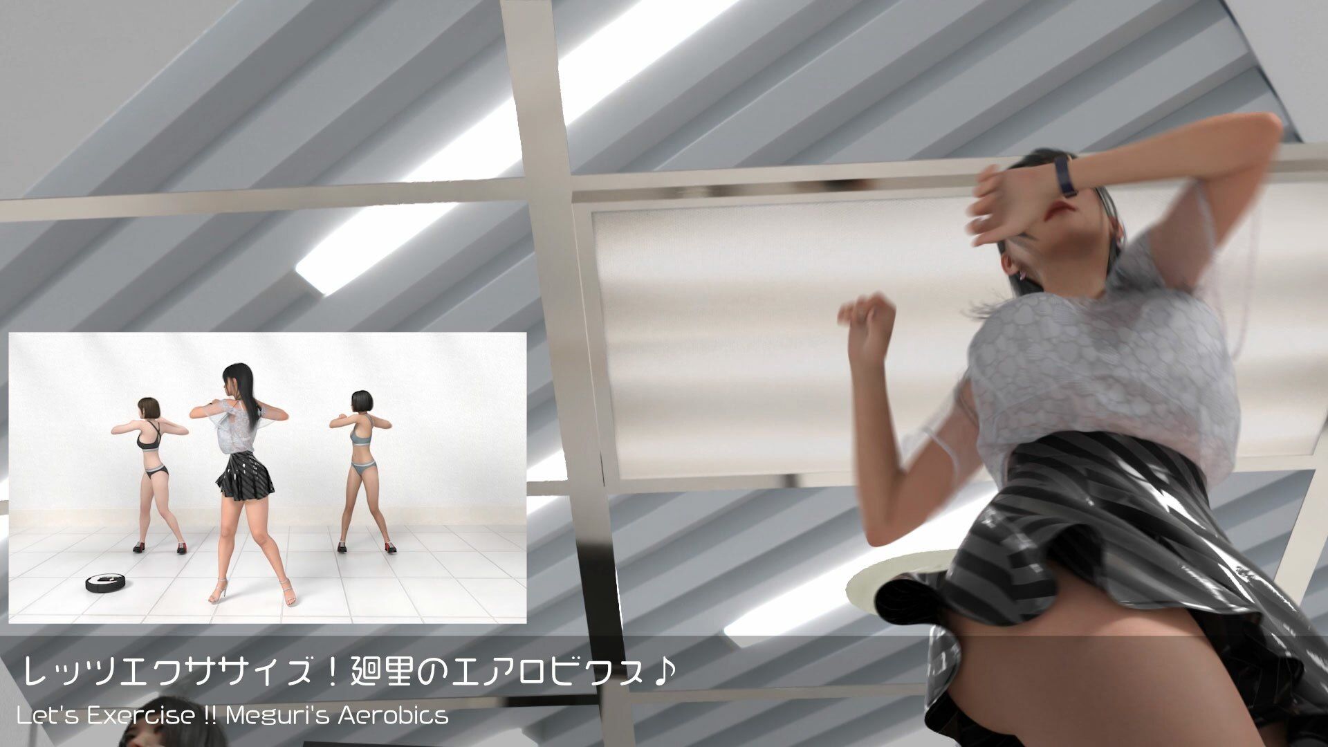【△100】二階堂沙耶の変態ニュースジャパン＃020-J日本語版［台風接近！エアロビクスインストラクターが出社できずピンチヒッター！スケベ掃除ロボによる盗撮！PV4白TバックVer.2］ サンプル2ページ目