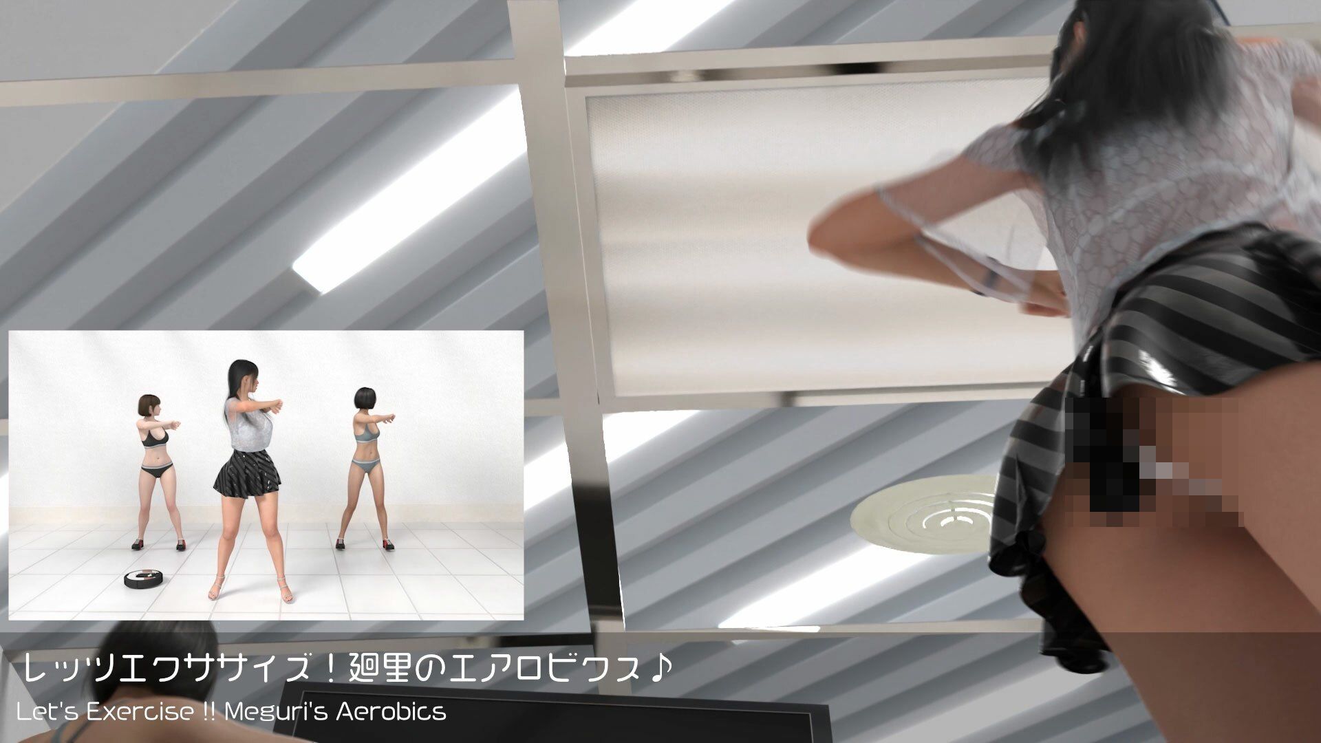 【△100】二階堂沙耶の変態ニュースジャパン＃020-J日本語版［台風接近！エアロビクスインストラクターが出社できずピンチヒッター！スケベ掃除ロボによる盗撮！PV4白TバックVer.2］ サンプル3ページ目