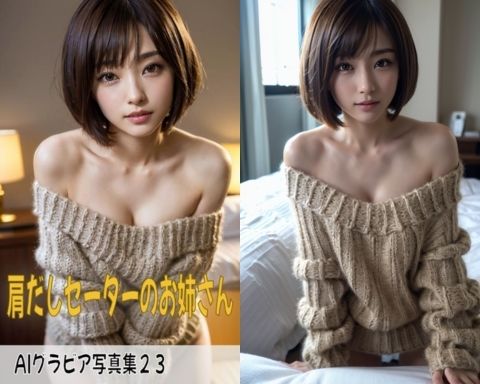 AIグラビア写真集23〜肩だしセーターのお姉さん〜 サンプル1ページ目