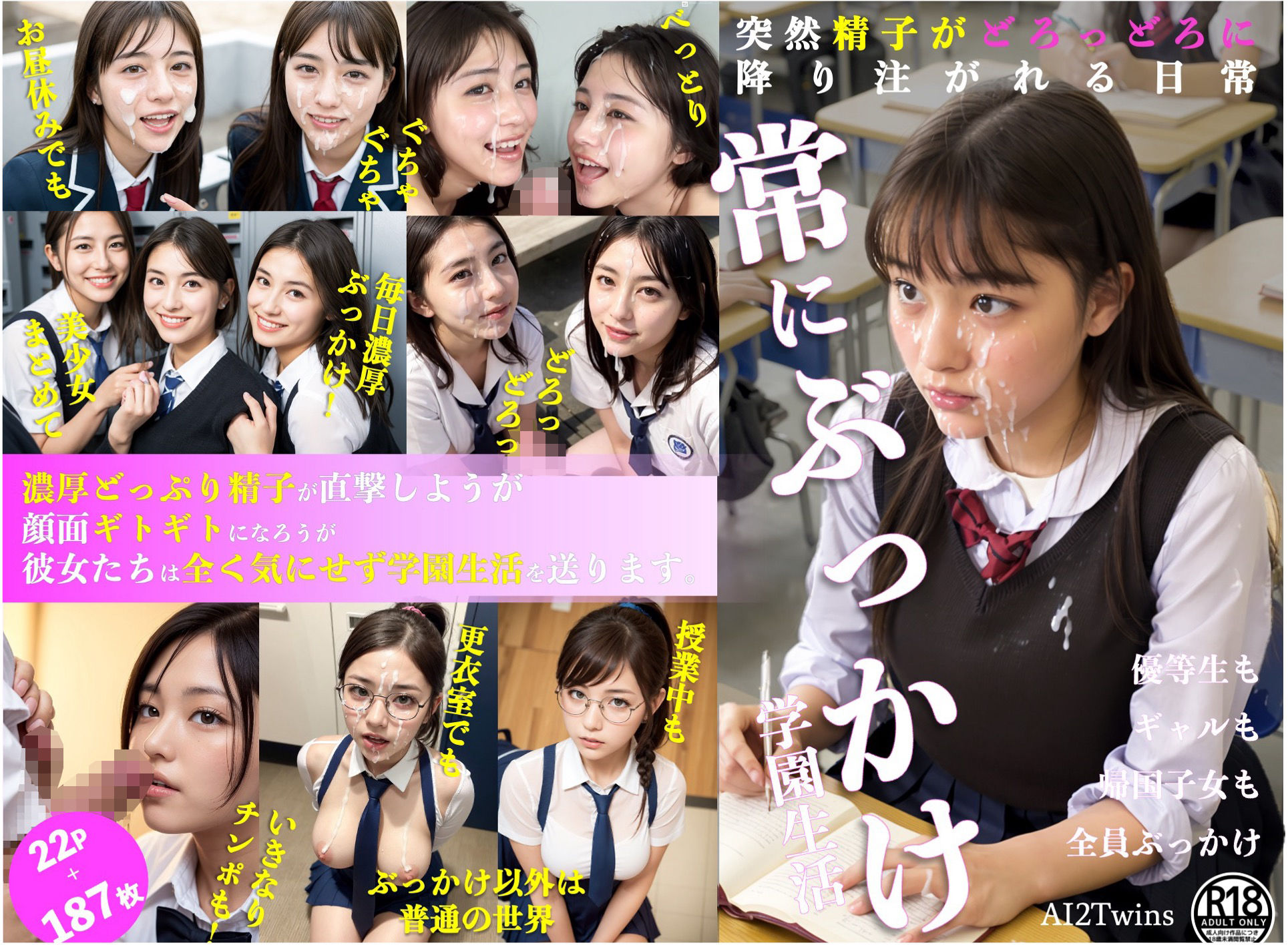 ［ストーリー＋大量画像］突然精子がどろっどろに降り注がれる日常「常にぶっかけ」学園生活 サンプル1ページ目