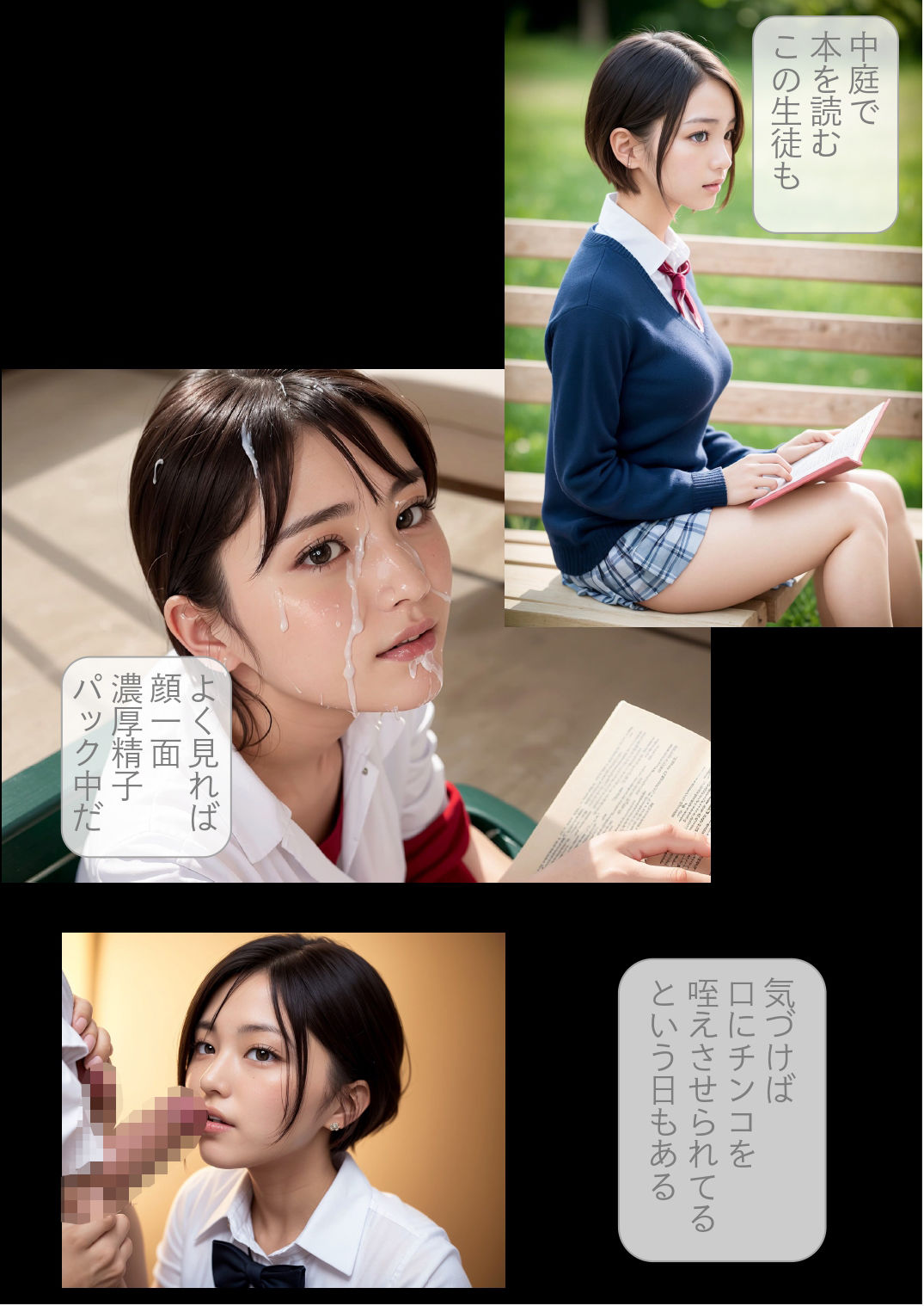 ［ストーリー＋大量画像］突然精子がどろっどろに降り注がれる日常「常にぶっかけ」学園生活 サンプル4ページ目