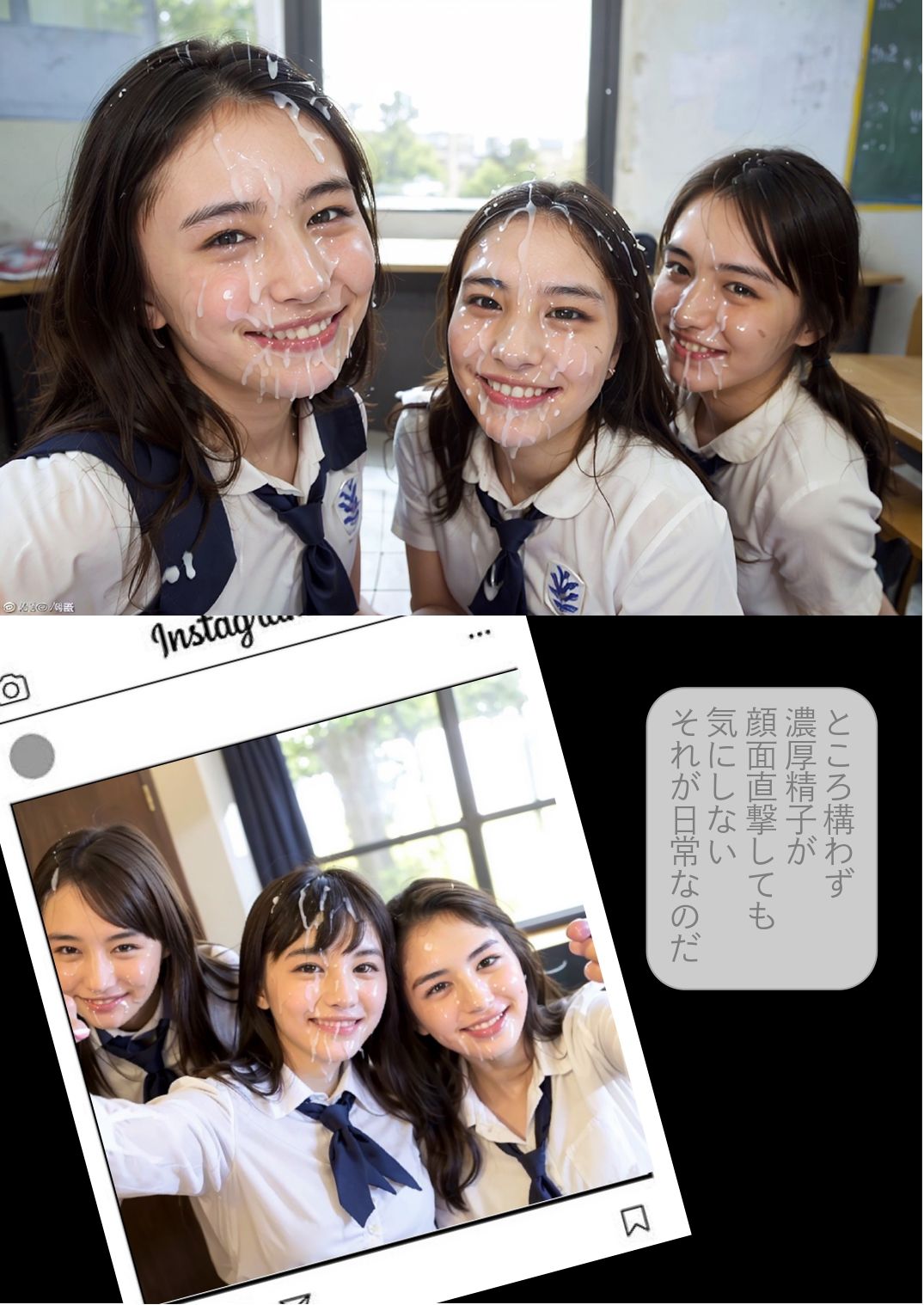 ［ストーリー＋大量画像］突然精子がどろっどろに降り注がれる日常「常にぶっかけ」学園生活 サンプル6ページ目