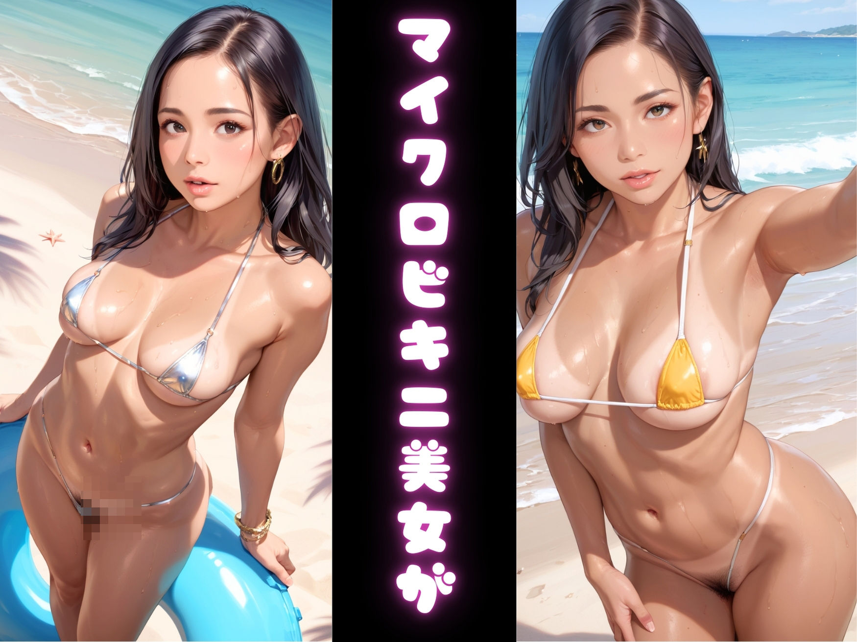 生々しい日焼け跡が残る巨乳水着美女達と生ハメ生ナカ サンプル1ページ目
