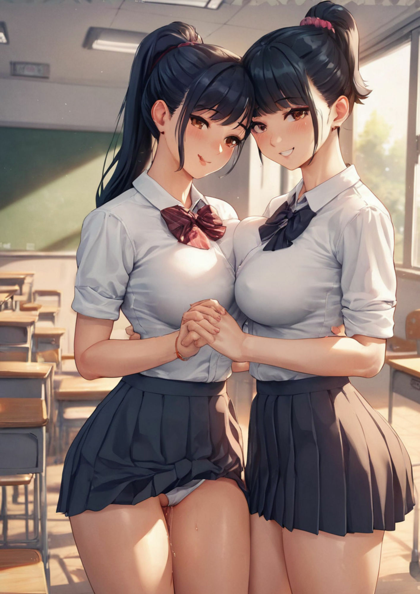 女友達放課後の授業AIアニメイラスト集 サンプル1ページ目