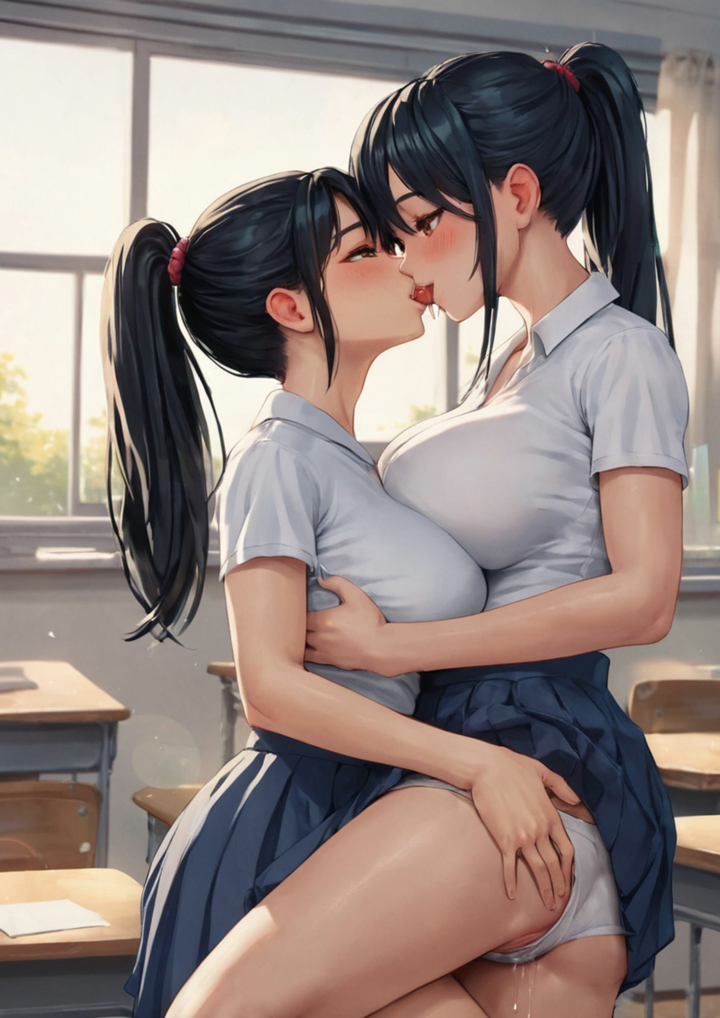 女友達放課後の授業AIアニメイラスト集 サンプル2ページ目