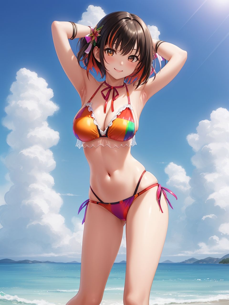 カラフルな水着を着た美少女たち〜AIイラスト集〜 サンプル2ページ目