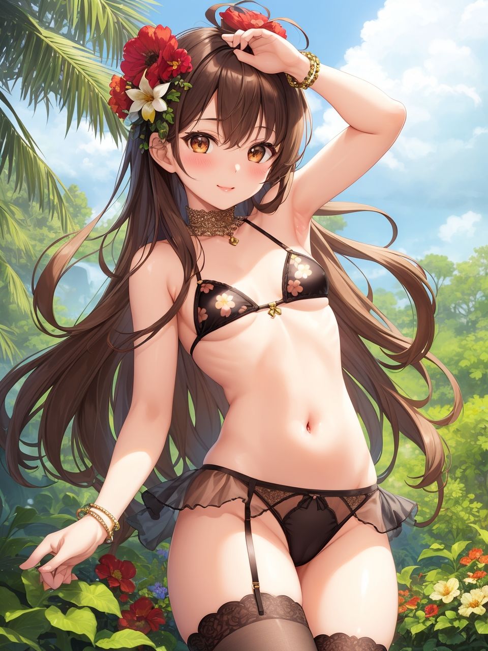 カラフルな水着を着た美少女たち〜AIイラスト集〜 サンプル4ページ目