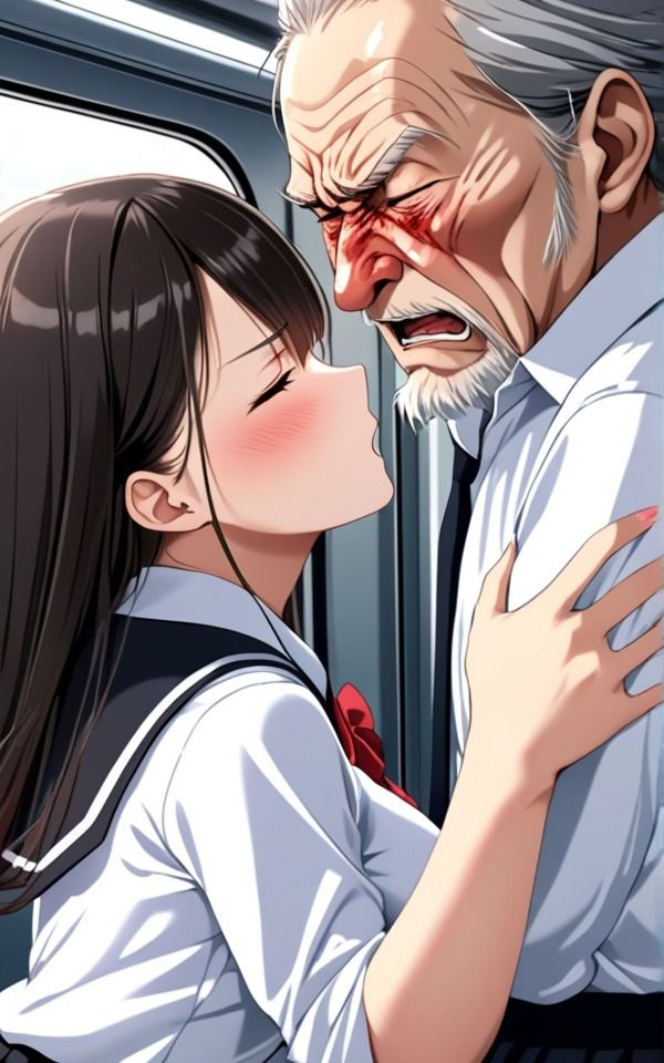電車の中は密室痴●天国触り放題のおじさんと怯える女の子 清楚系巨乳制服女子は学校帰りに恐怖体験をする サンプル3ページ目