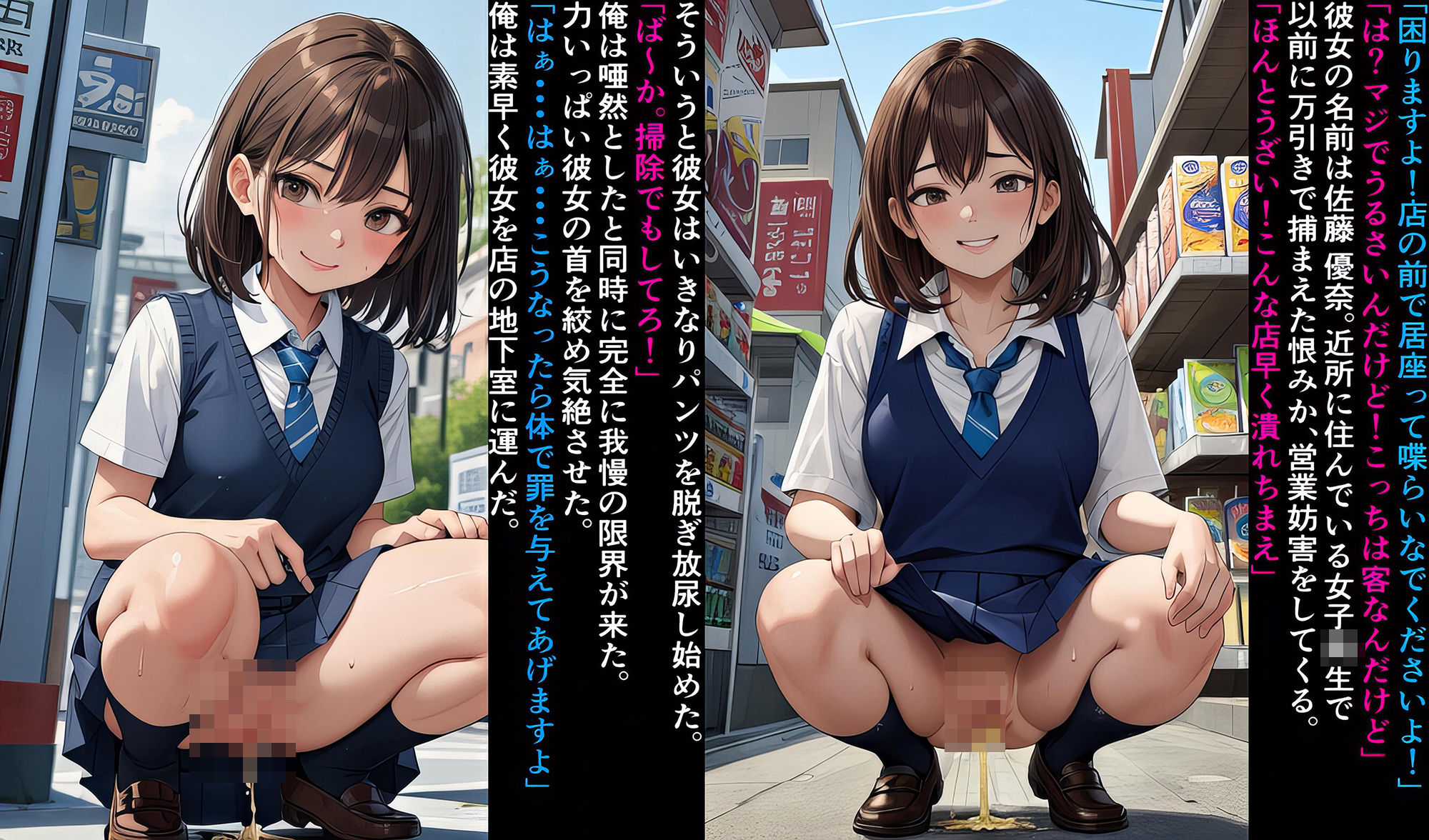 JKを拘束監禁集団レ●プ 店の前で小便しやがったJKに連続中出し サンプル5ページ目