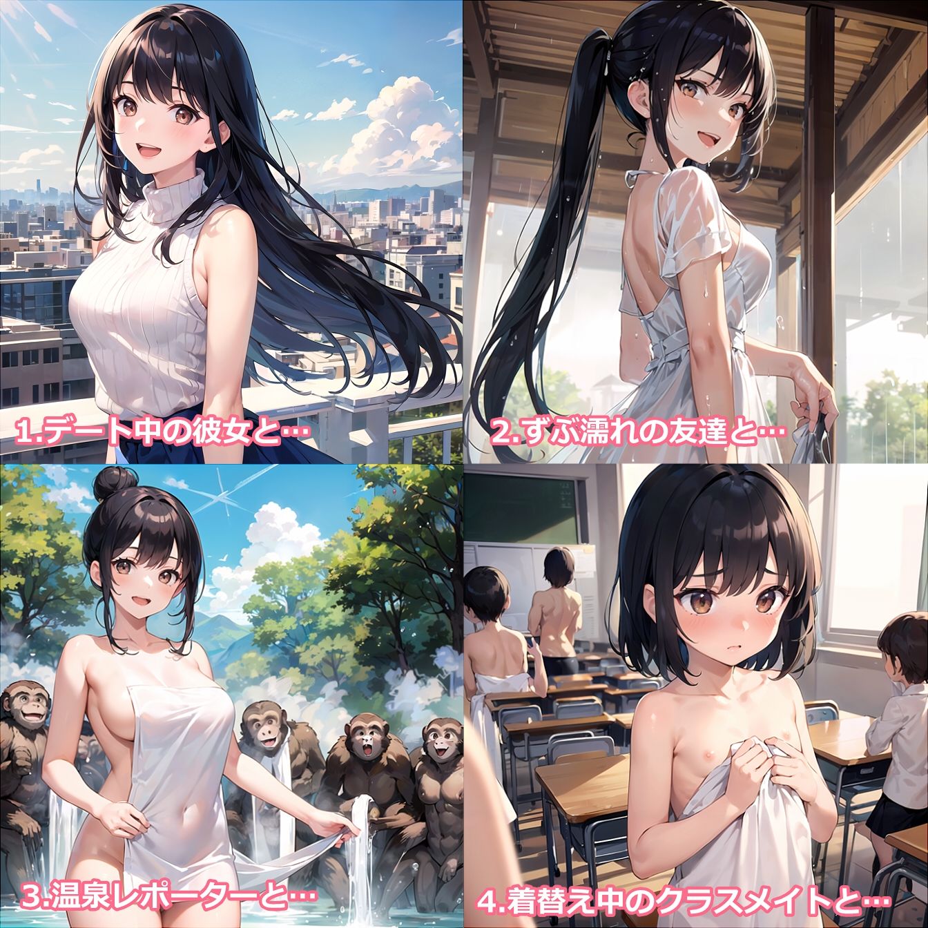 恥ずかしい姿を見られたのに謝る女の子たち2 サンプル5ページ目