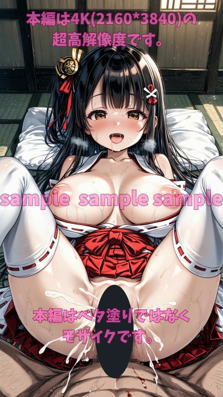 爆乳巫女さんの姫始め 儀式の神役であるあなたと爆乳巫女さんのラブラブセックス アート風 サンプル5ページ目