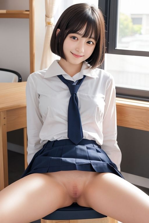 開脚女子校生2 黒髪ボブカット編 サンプル1ページ目