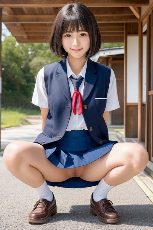 開脚女子校生2 黒髪ボブカット編 サンプル3ページ目
