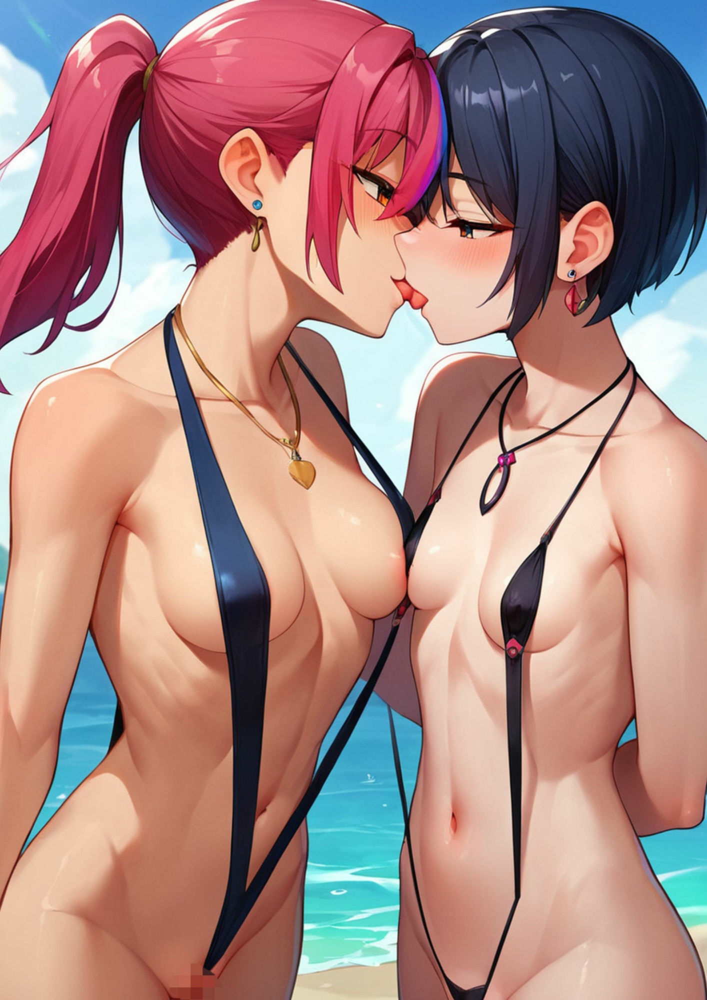 女友達禁断のリゾート旅行AIアニメイラスト集 サンプル2ページ目