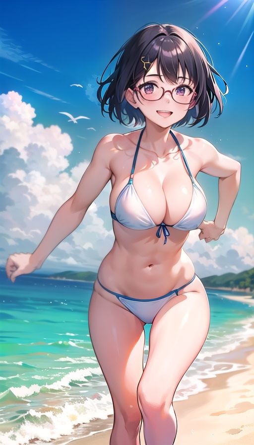黒髪巨乳美人プライベートビーチ サンプル2ページ目