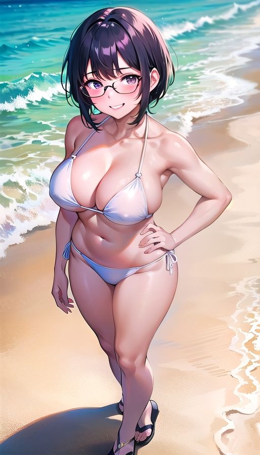 黒髪巨乳美人プライベートビーチ サンプル3ページ目