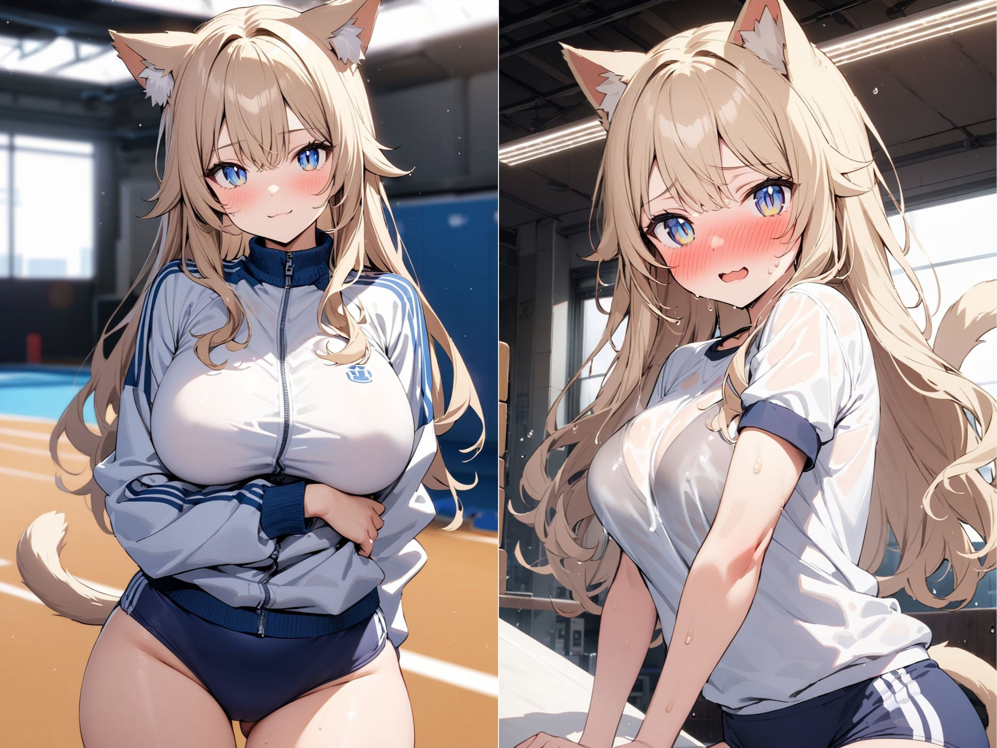 異世界学園:幼馴染の猫獣人JKとスクールライフ！授業中に体育館倉庫で汗だく中出しSEX！！ サンプル4ページ目