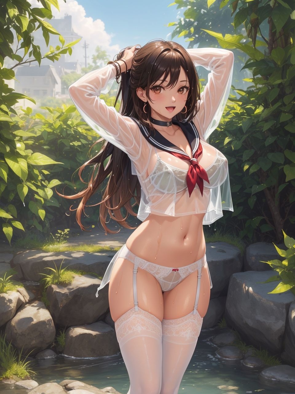 シースルーセーラ服美少女〜AIイラスト集〜 サンプル2ページ目