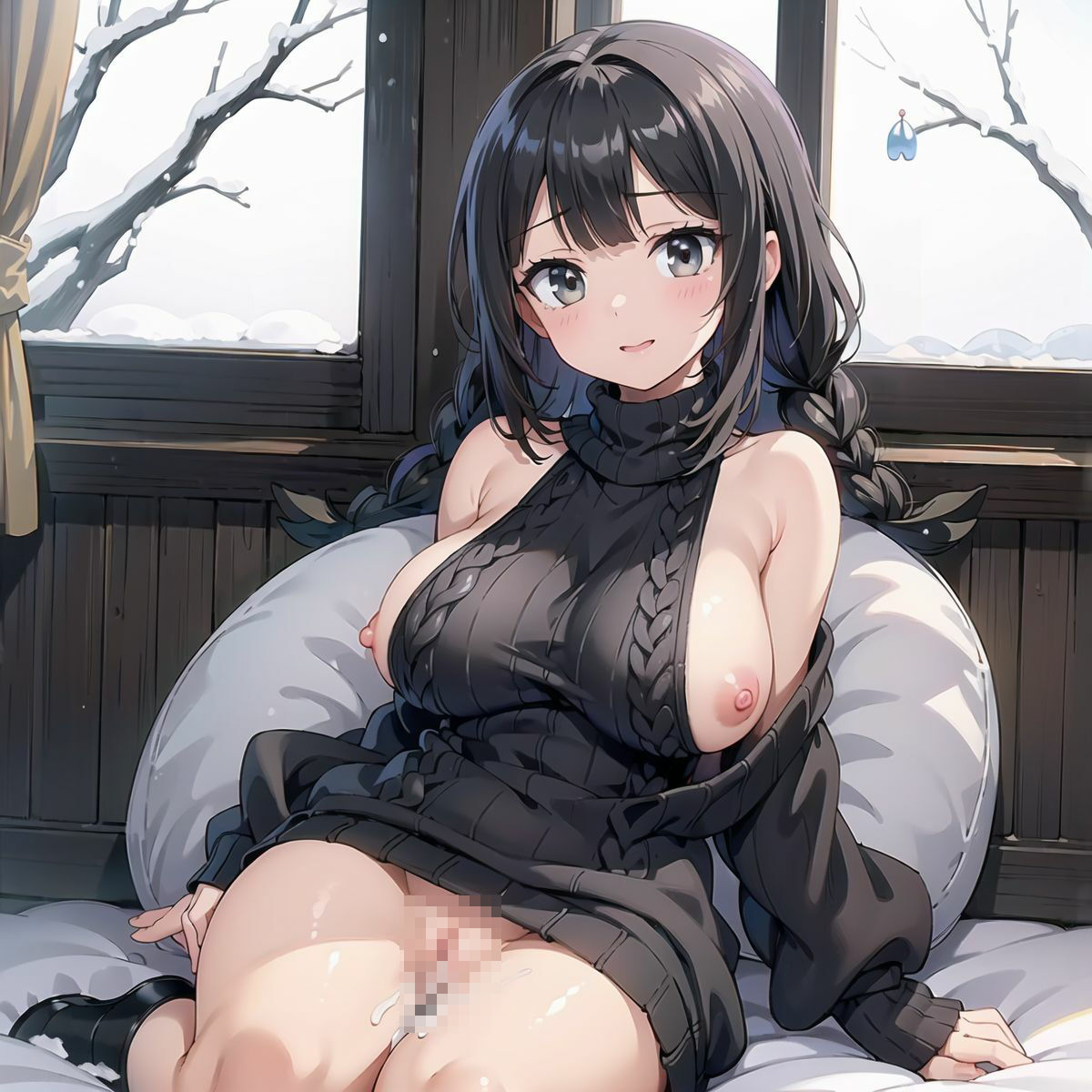 巨乳ノーブラJKが穴あきニットを着たら03 サンプル8ページ目