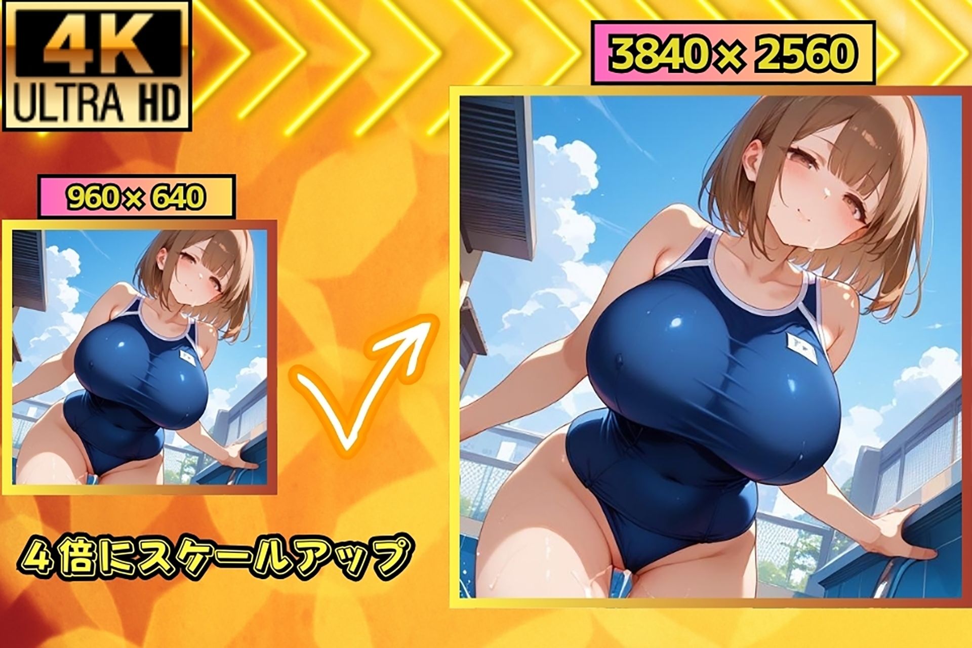 スク水の爆乳たちに囲まれて、プールから出られなくなった僕の夏休み サンプル3ページ目