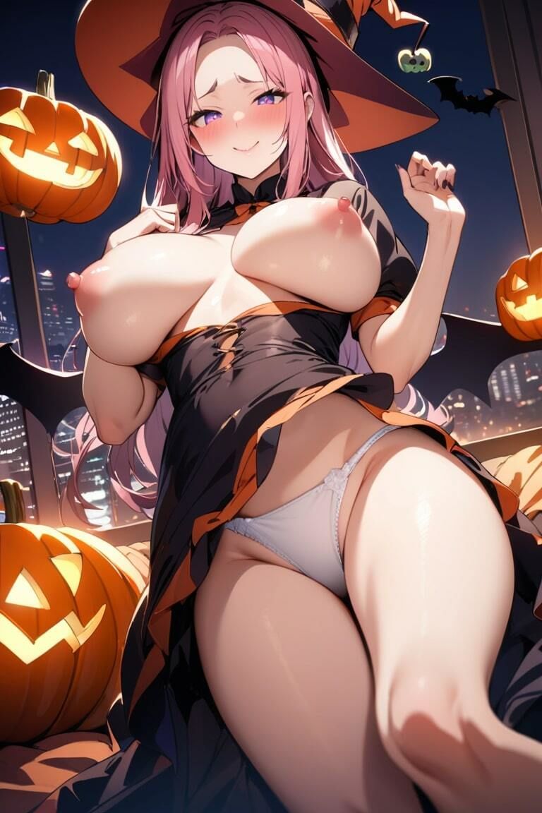 おっぱい丸出しで誘惑してくるドスケベハロウィン魔女コスお姉さん サンプル3ページ目
