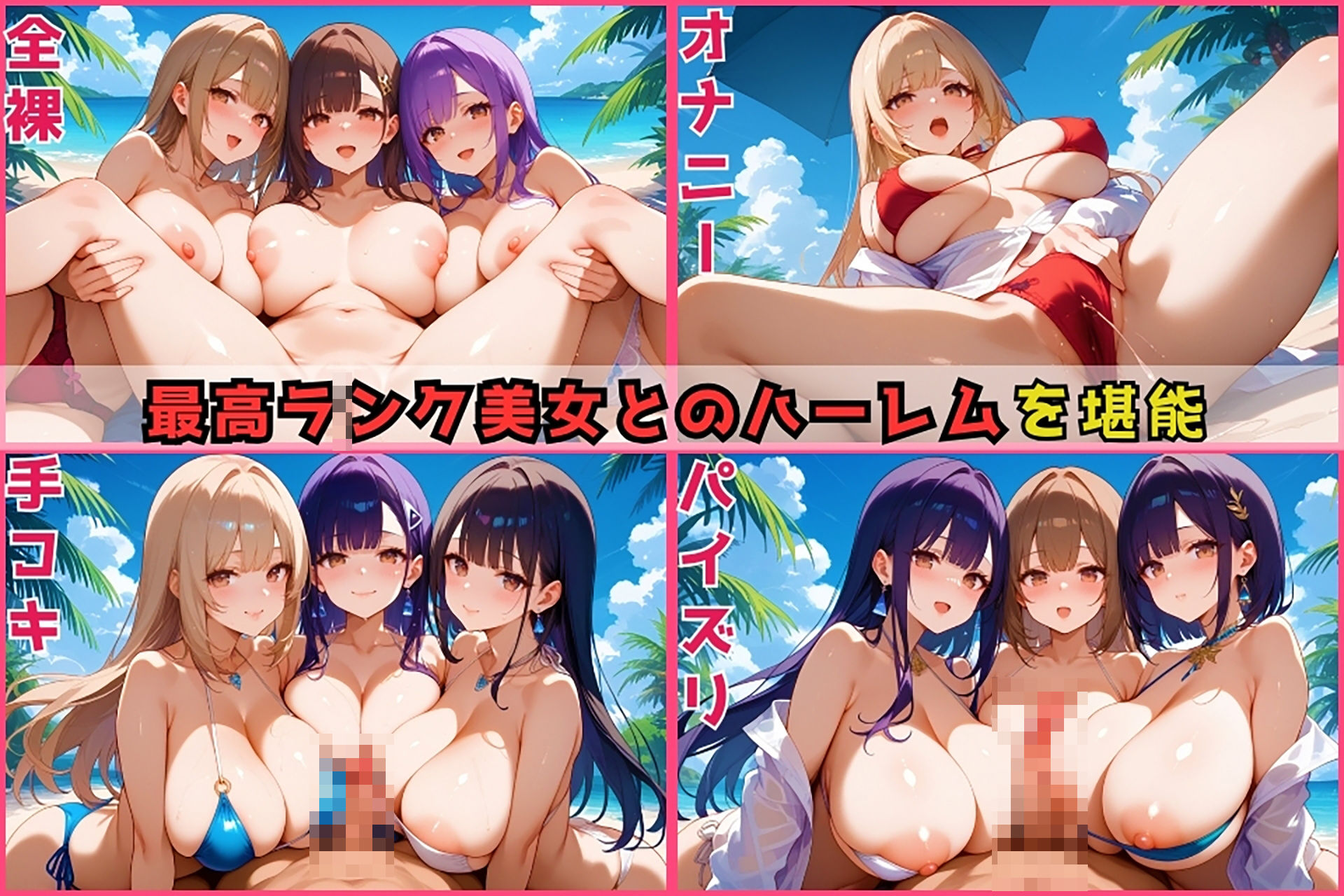爆乳ビキニ女子大生たちのハーレム奉仕〜ビーチハウスで俺専用の夏休み〜 サンプル7ページ目