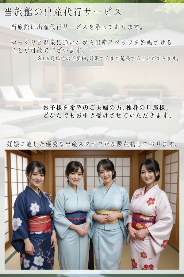 妄想パンフレット「出産代行温泉ひめもり」 サンプル1ページ目