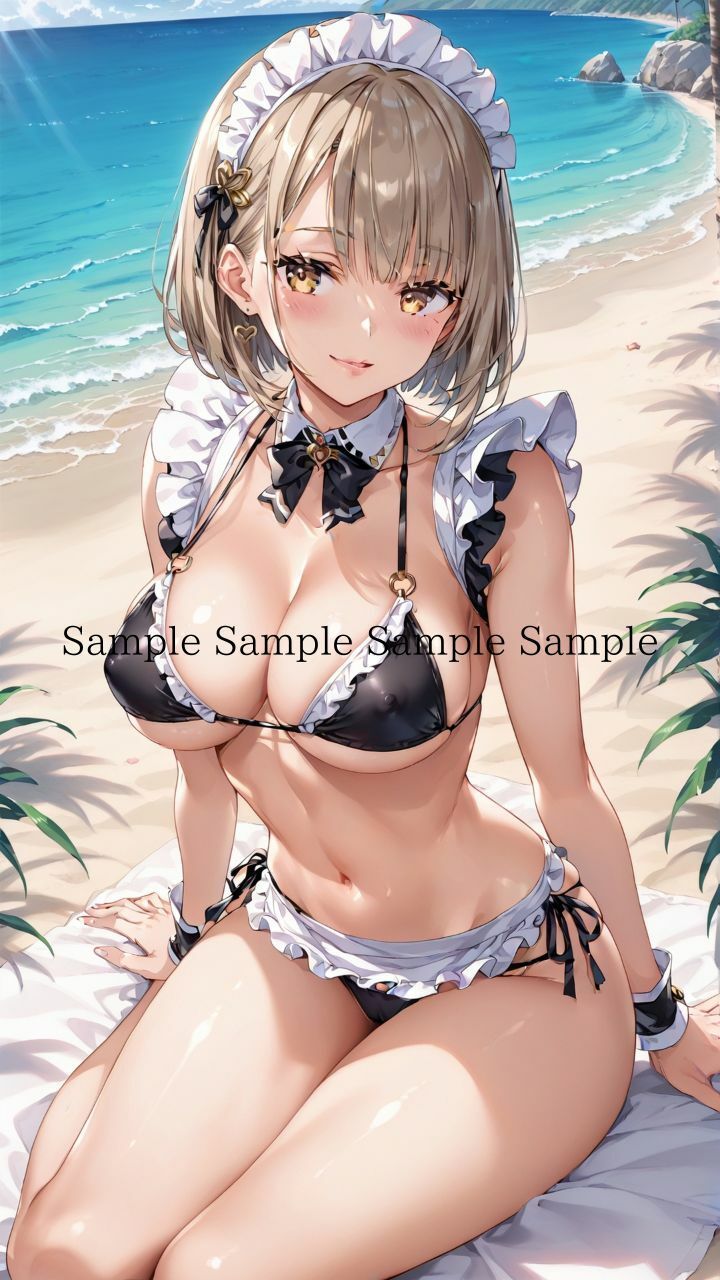 夏だ！海だ！堕天使水着エロメイド達とビーチで乱交バカンス！パート1 サンプル4ページ目