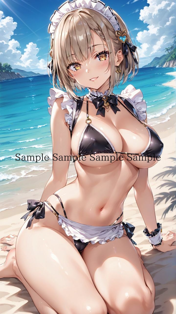 夏だ！海だ！堕天使水着エロメイド達とビーチで乱交バカンス！パート1 サンプル5ページ目
