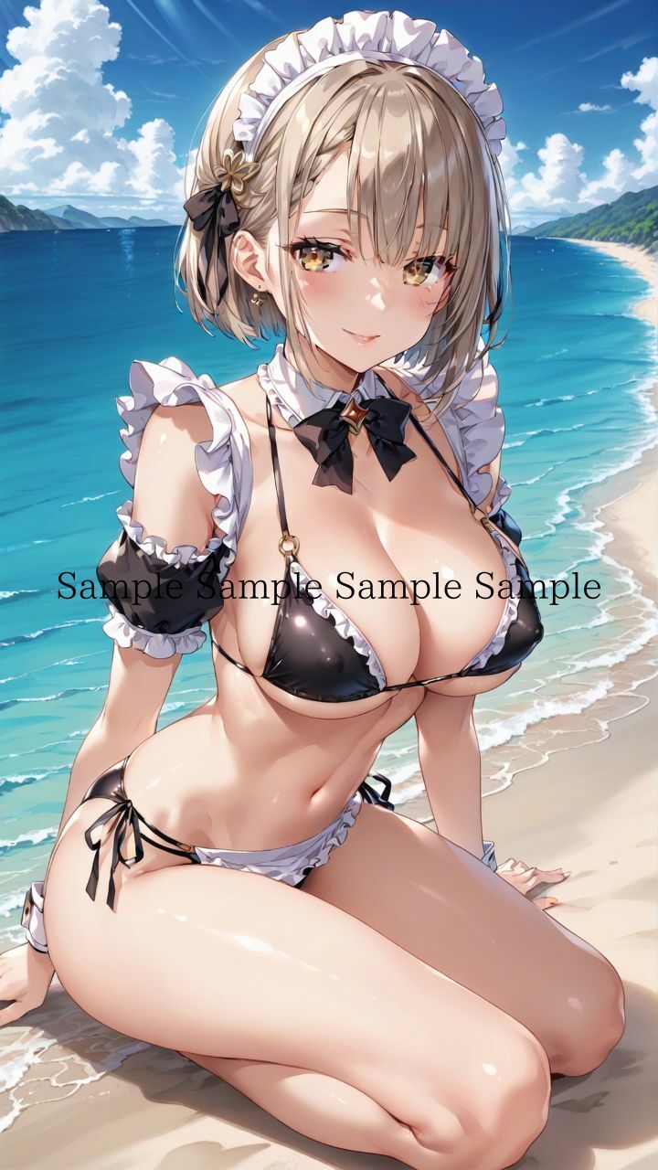 夏だ！海だ！堕天使水着エロメイド達とビーチで乱交バカンス！パート1 サンプル6ページ目