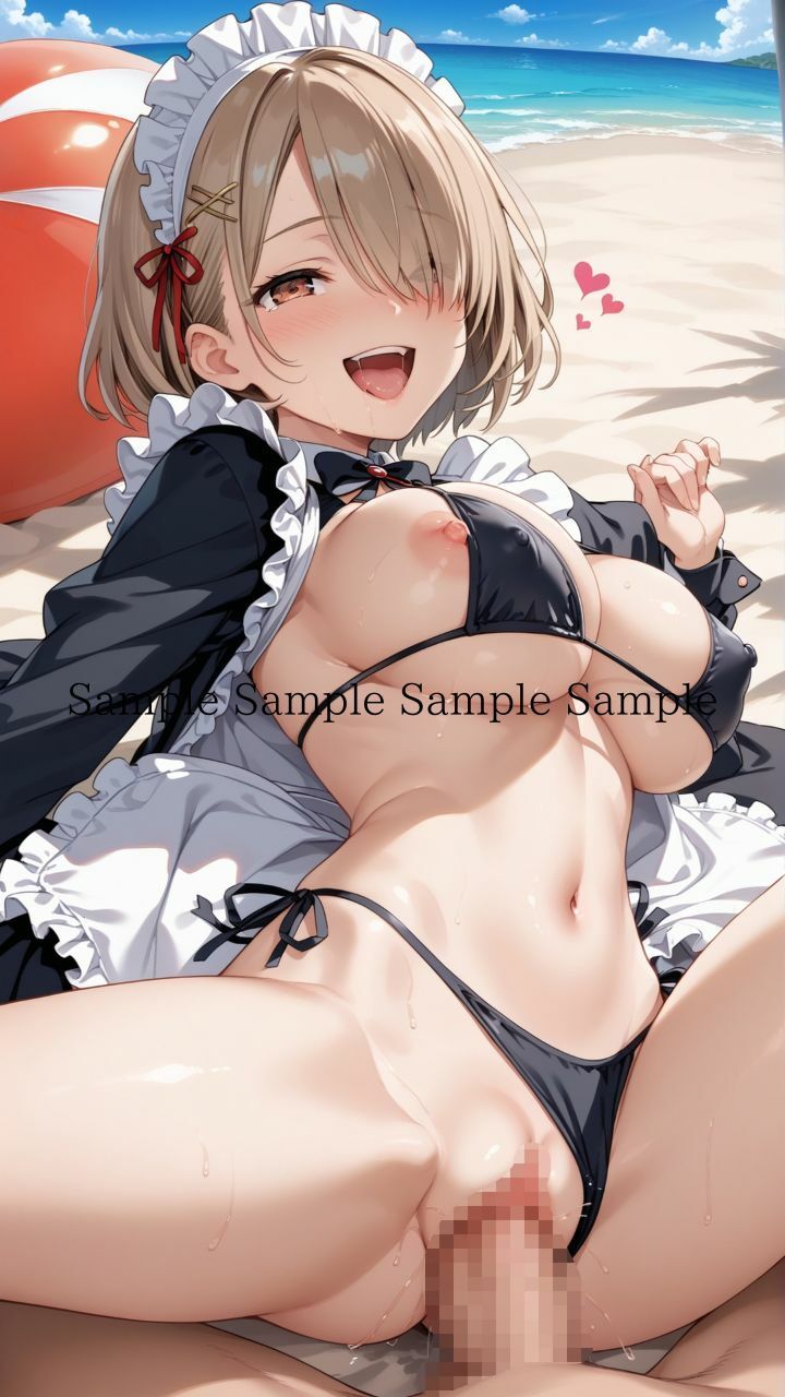 夏だ！海だ！堕天使水着エロメイド達とビーチで乱交バカンス！パート1 サンプル7ページ目