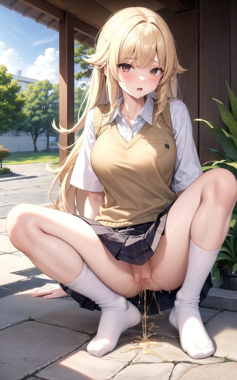 かわいい制服JKが我慢できずにいろんな場所で聖水をぶちまける！ サンプル2ページ目