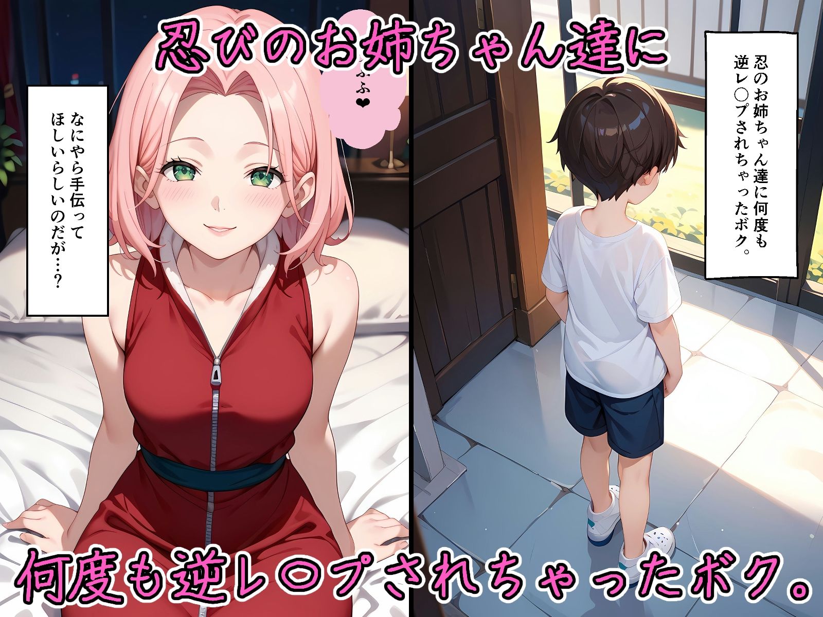 忍のお姉ちゃん達に何度も逆レ〇プされちゃったボク。 サンプル1ページ目