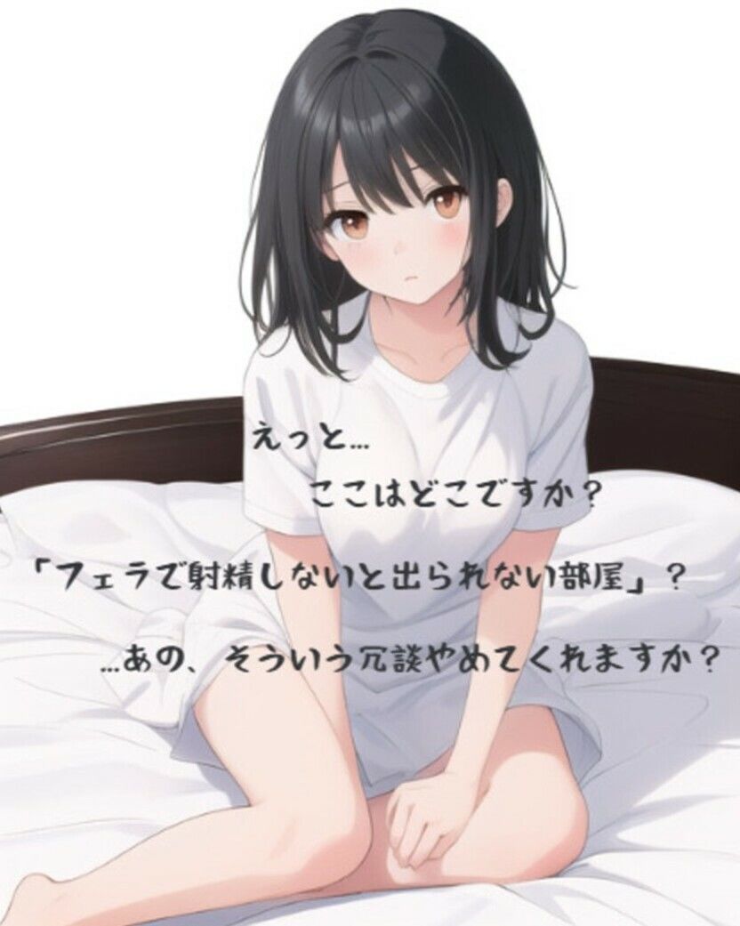 フェラで射精しないと出られない部屋_泣き顔黒髪女子大生編 サンプル1ページ目