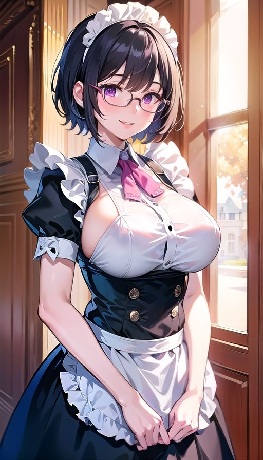 黒髪巨乳美人メイド サンプル1ページ目