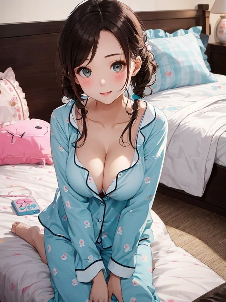 巨乳パジャマ美女【妄想イラスト美女図鑑vol.124】 サンプル3ページ目