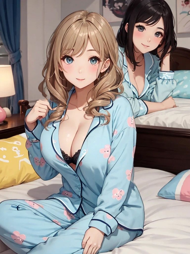 巨乳パジャマ美女【妄想イラスト美女図鑑vol.124】 サンプル4ページ目