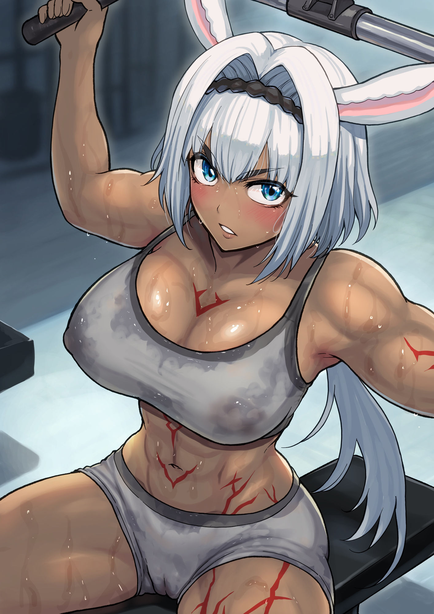 ムキムキなサーヴァントがえっちな筋トレでエロ顔を晒すCG集 サンプル2ページ目