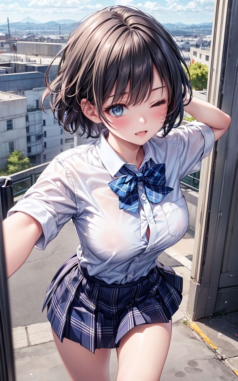 グラビア＆裏画像 JKアイドル 桑名海空 青制服バージョン サンプル1ページ目