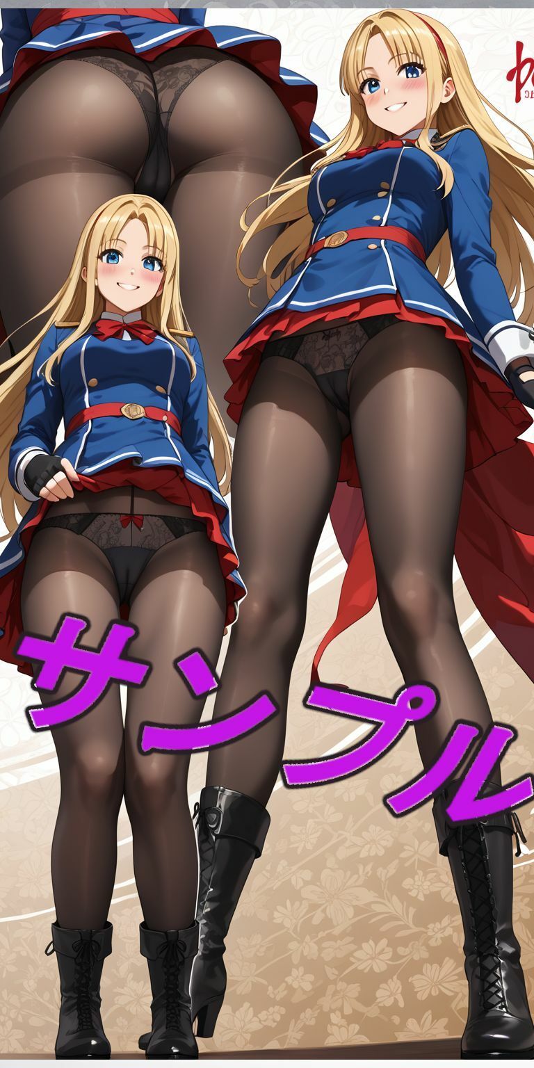 ブロンドの髪の赤いリボン、パンスト、ブーツの女の子 サンプル4ページ目