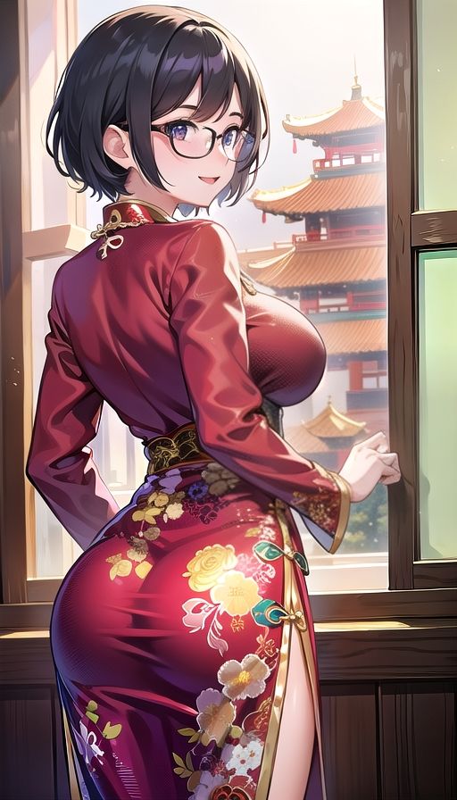 黒髪巨乳美人チャイナドレス サンプル2ページ目