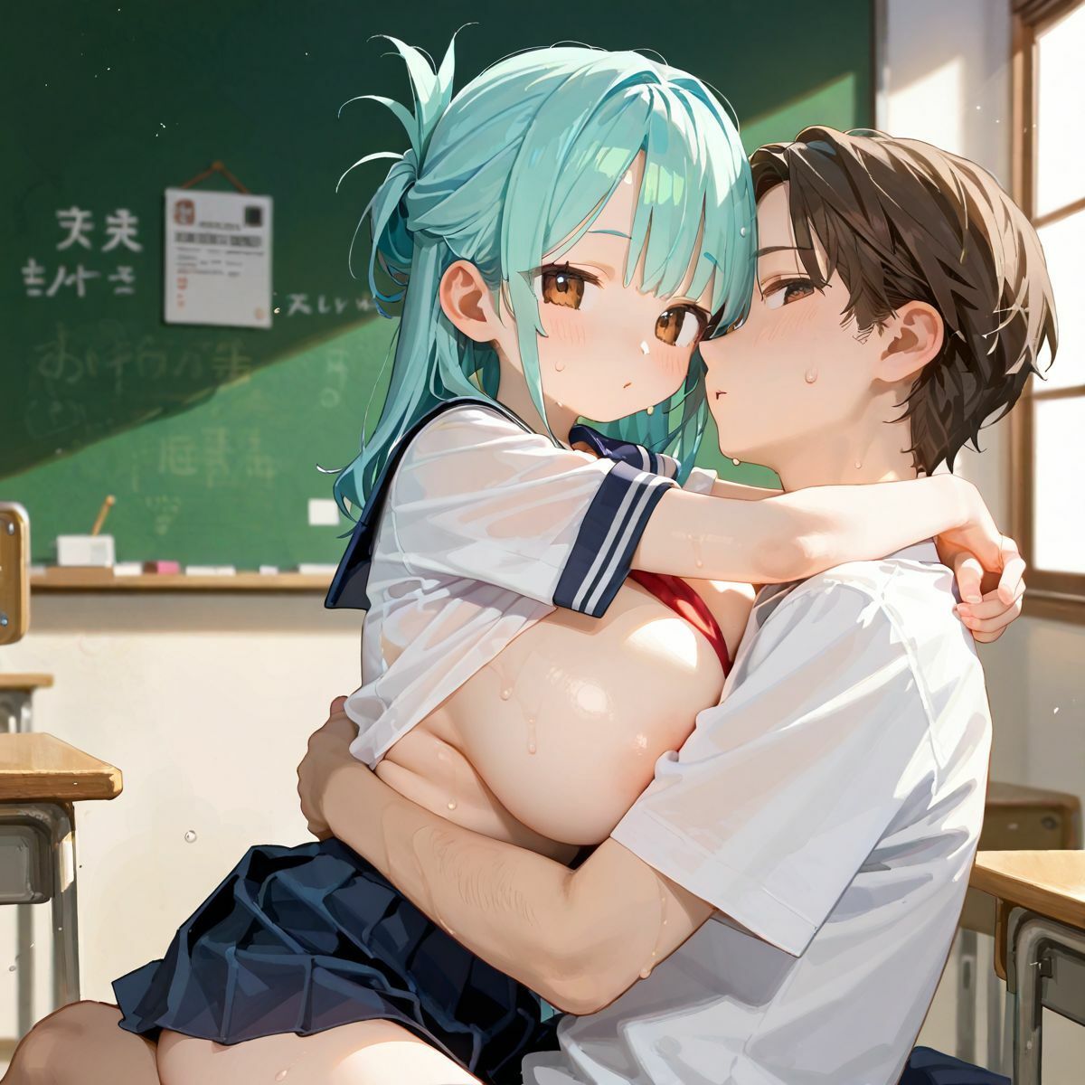 むちむち爆乳制服ギャルと教室で濃厚セッ〇ス！04 サンプル1ページ目