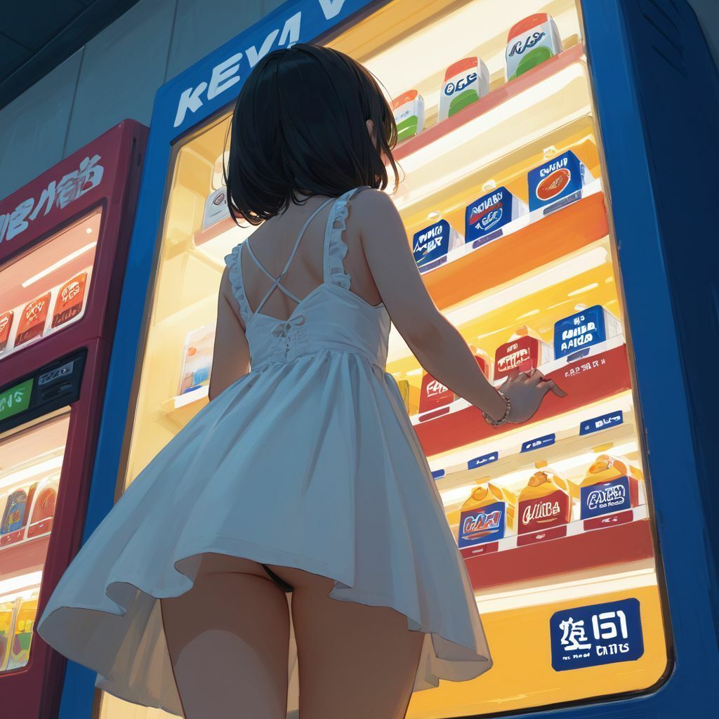 自販機前にいる女子のパンチラ画像集 〜散歩中のペット目線でスカート下を覗き見る サンプル1ページ目