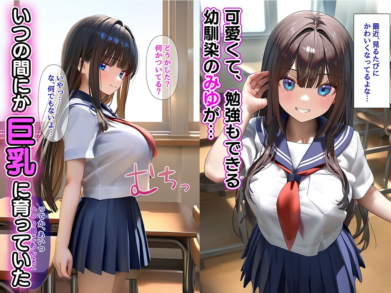 巨乳に育ってた幼馴染に興味本位でお願いしたら中だしセックスできた話 サンプル1ページ目