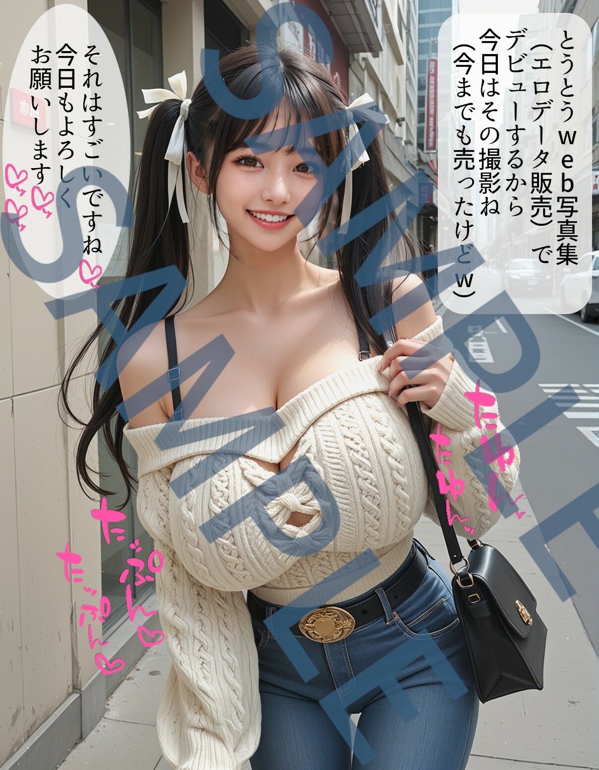 ミニスカセーラー服に黒スト絶対領域でグラビア撮影してるツインテが似合う現役J系の爆乳πズリフェラ大量顔射ぶっかけ サンプル1ページ目
