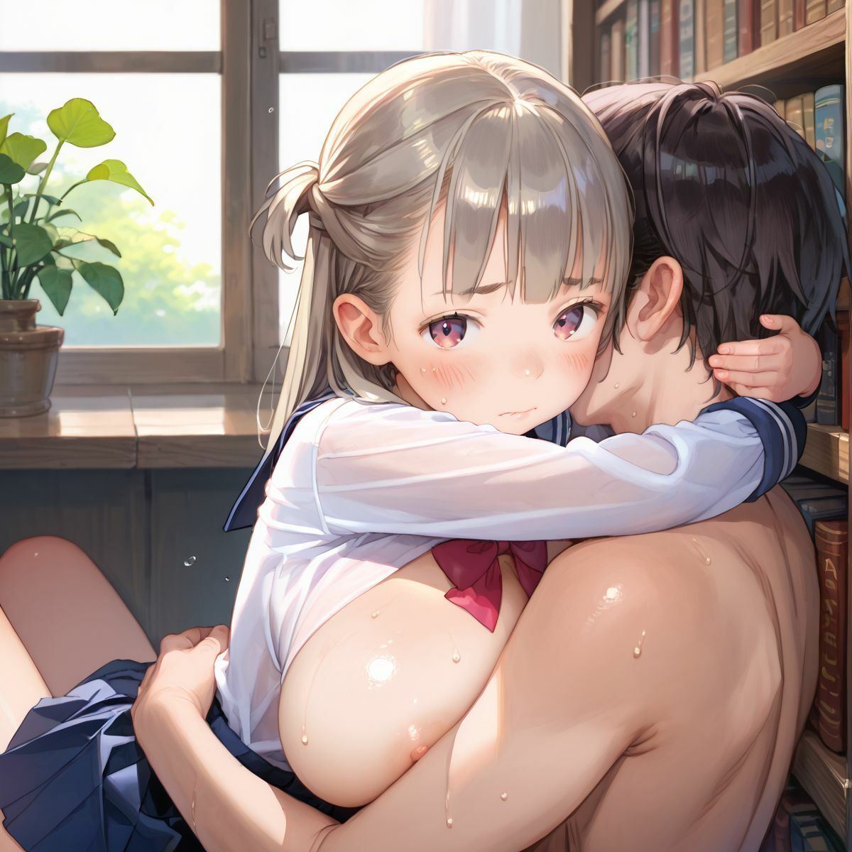 童顔巨乳女子校生と図書館で中出しHする01 サンプル10ページ目