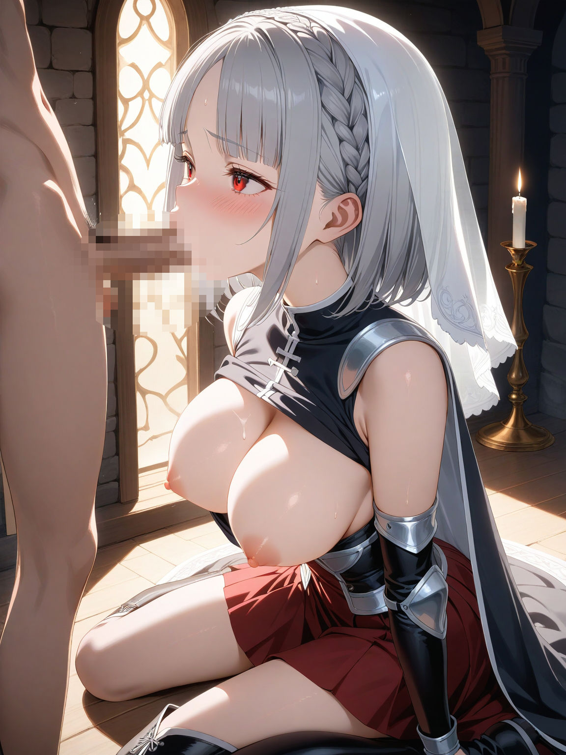 異世界でSEX！ 銀髪、修道女、女騎士、魔法使いに中出し、顔射、口内射精、ぶっかけ， 500枚！ サンプル4ページ目