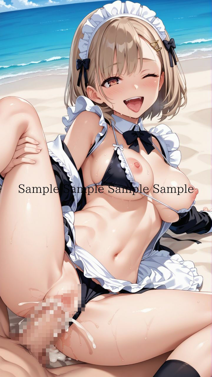夏だ！海だ！堕天使水着エロメイド達とビーチで乱交バカンス！パート4 サンプル2ページ目