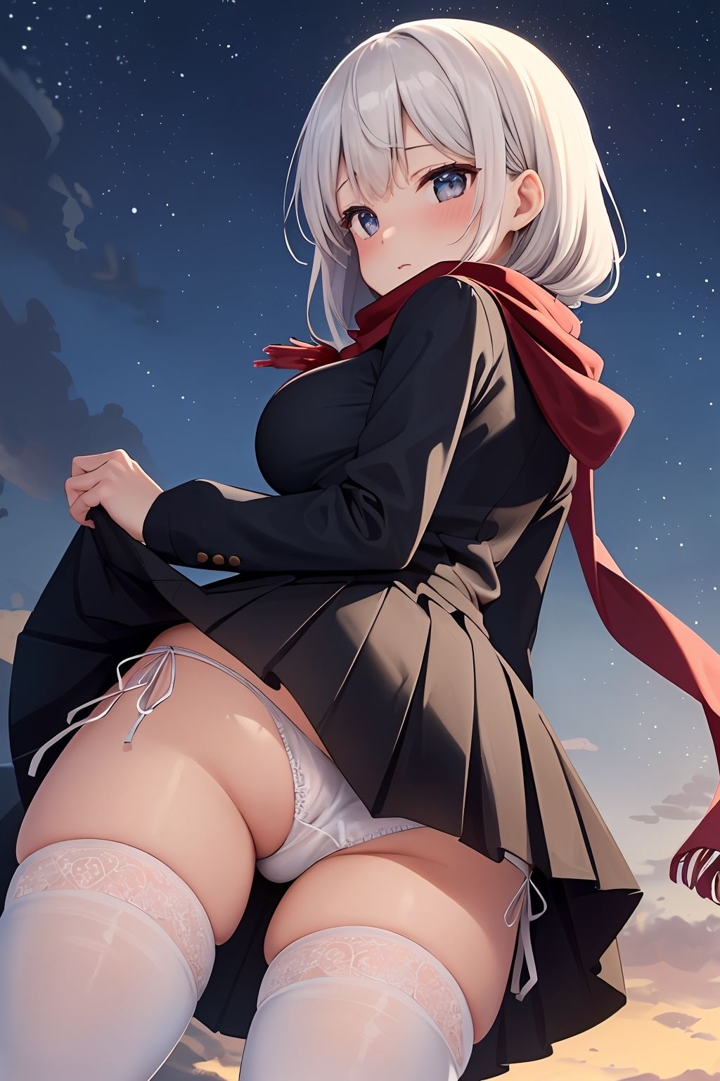 【パンチラAIイラスト】冬の制服のパンチラ集250枚〜パート（1） サンプル4ページ目