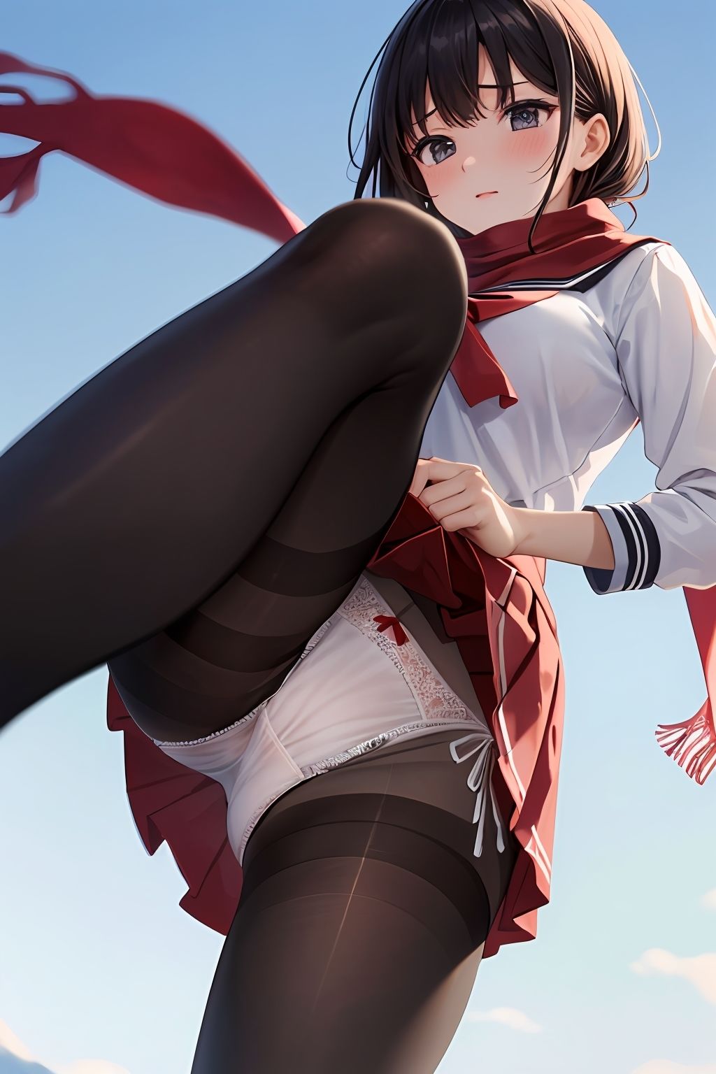 【パンチラAIイラスト】冬の制服のパンチラ集250枚〜パート（1） サンプル5ページ目